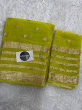 Light Pista Pure Viscose Gerogette Silk Saree